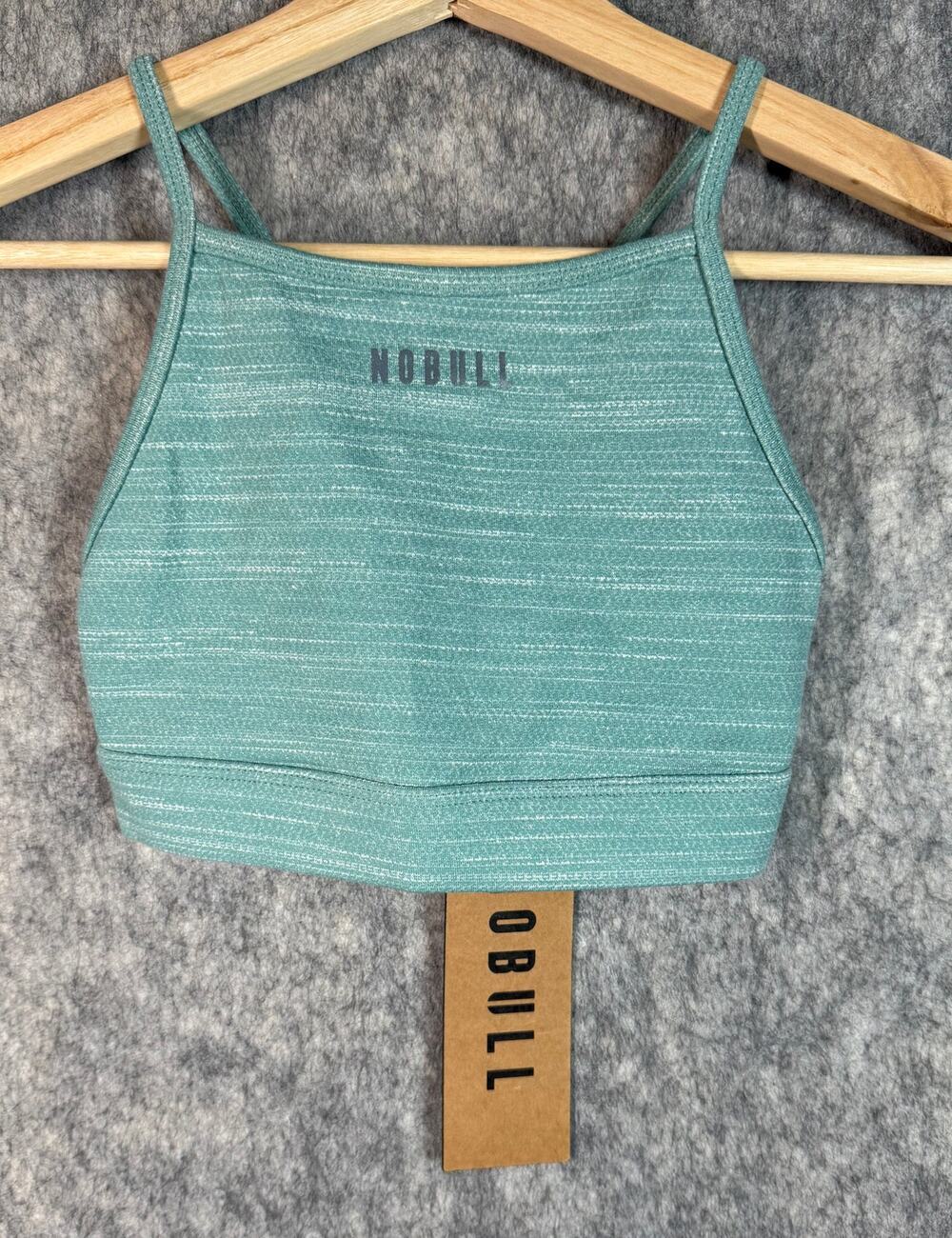 NEW NOBULL Womens High Neck Bra Blue Teal XS Athletic Stretch